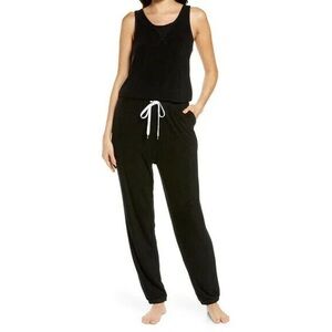 Honey Dew Intimates Just Chillin Scoop Neck Tie Waist Jumpsuit Small Black NWT